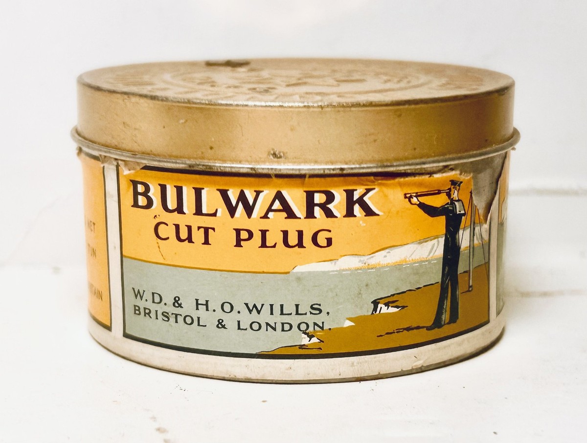 bulwark tobacco Rare 1942 Bulwark Cut Plug 2 Oz Paper Label Tobacco Tin - Great Britain