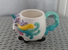 UNICORN NOVELTY MUG 3D SHAPED HANDLE PAINTED UNICORN TEA : COFFEE MUG/CUP 