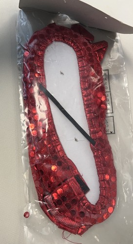 Wizard Of Oz Dorothy Ruby Slipper Shoe Covers Red Bow Sequins Costume Adult OS - Picture 4 of 7
