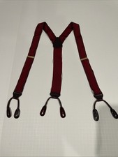 Trafalgar Burgundy Suspenders With Leather Brace Tabs And Adjustable Clips