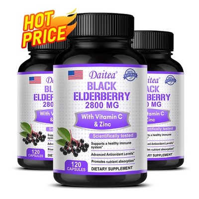 Elderberry With Vitamin C＆Zinc Immune Support Better Absorbed 30/60/120 Capsules