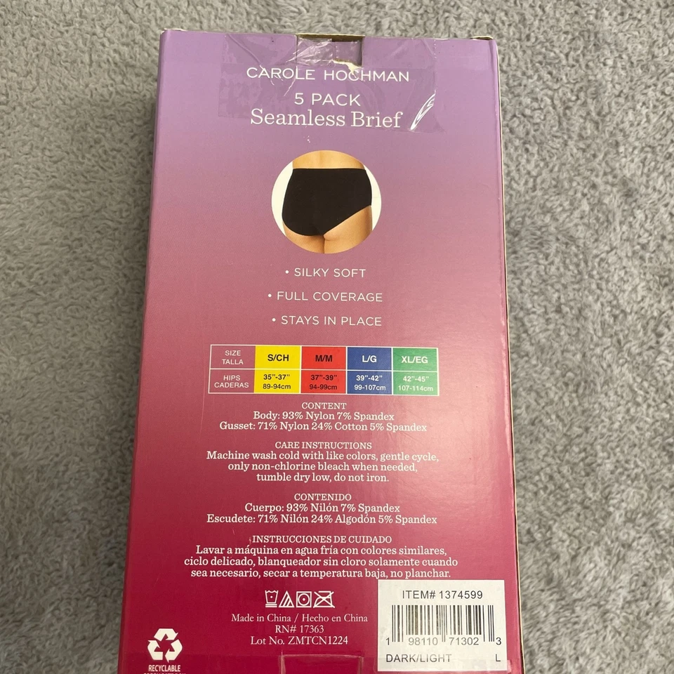 Новый Carole Hochman 5 упаковки женщин L бесшовный краткое белье черный голая - Изображение 3 из 4