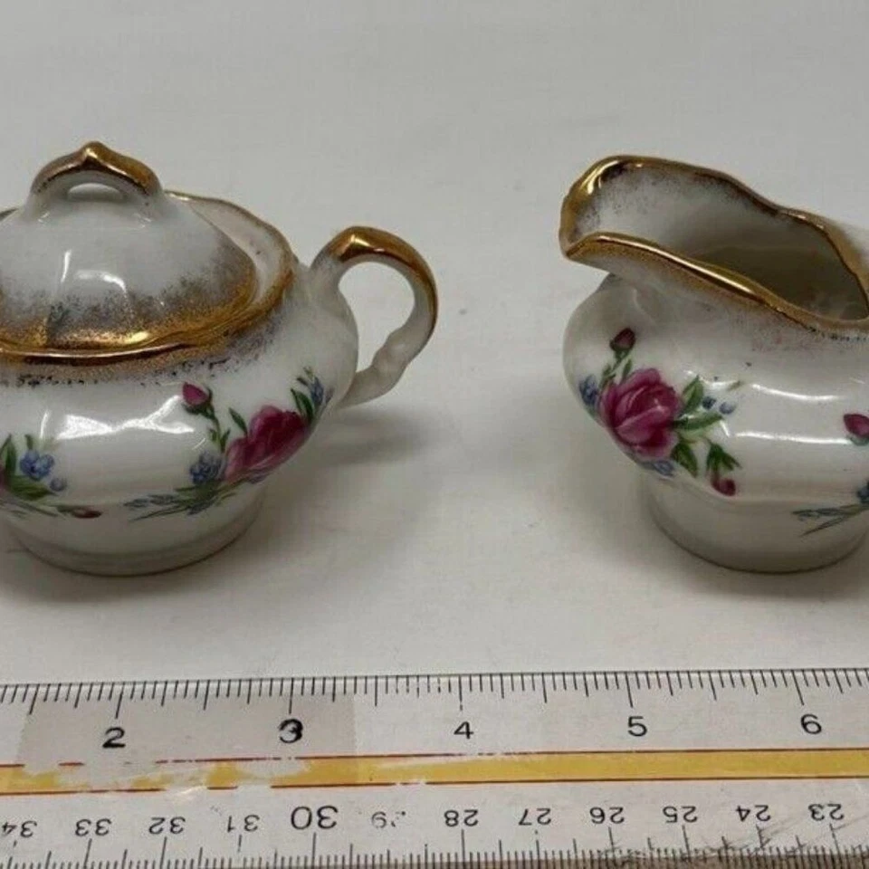 Antiguo Porcelana Enesco - Contenedor Crema Vintage - Azúcarero Floral Blanco Foto 2 de 4