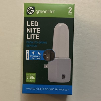 Greenlite LED Nite Lite Night Light 2 Pack, Dusk-to-Dawn, UL Certified