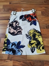 Anthropologie Maeve White Floral Buckle Pencil Skirt Size 2