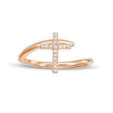 10K Rose Gold Cross Bypass Ring 0.10 Cttw Diamonds Jewelry for Women - Size 7