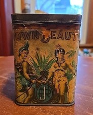 Antique Jacobsen Cigar Davenport Advertising Brown Beauties 25ct Paper Label Tin