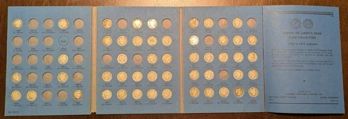 Lot of 50 Barber Liberty Head Dimes in Whitman #9013 Folder US 90% Silver Coins