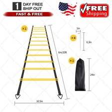 Portable 12 Rung Agility Ladder for Soccer  Speed Training - Carry Bag Included
