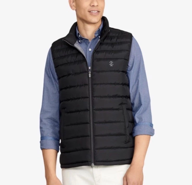 Chaleco acolchado negro acolchado Izod clásico de lujo para hombre talla XL  Foto 2 de 4