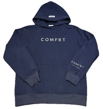 Comfrt Hoodie Mens Medium Blue Heavyweight Pullover Sweatshirt Cozy Soft Fit