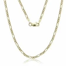 VFK Solid 14K Gold 2mm Figaro Chain Necklace – Elegant Unisex Jewelry
