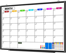 Dry Erase Calendar Whiteboard for Wall 36" X 24", Magnetic Monthly White Board C