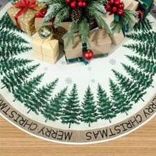 48" Brown Christmas Tree Skirt Snowflake Xmas Mat Holiday Party Decor