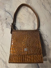 Esprit Faux Crocadile Print Brown Purse Small Single Handle