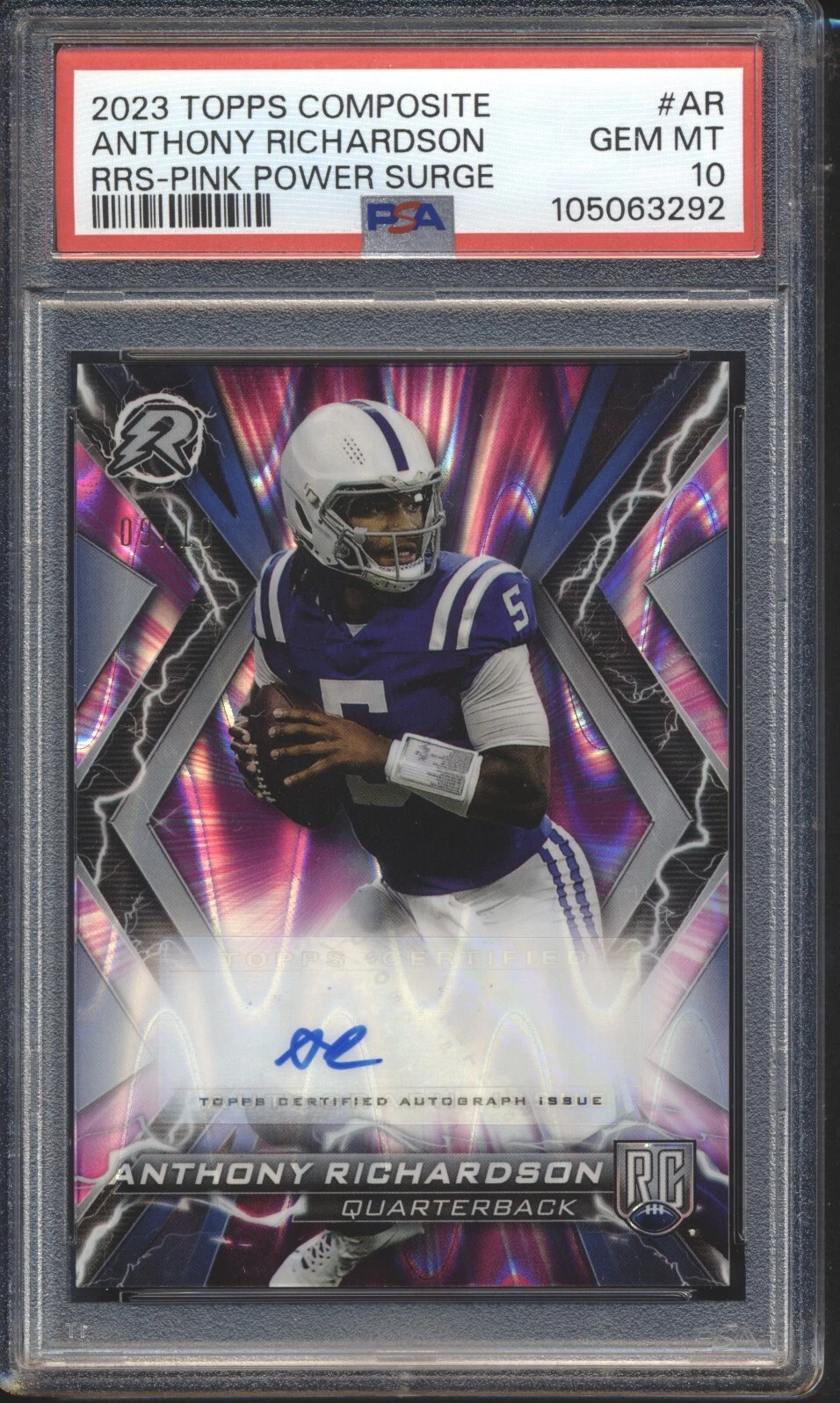 Anthony Richardson Topps Composite Resurgence Rookie Signatures #AR Pink Power Surge