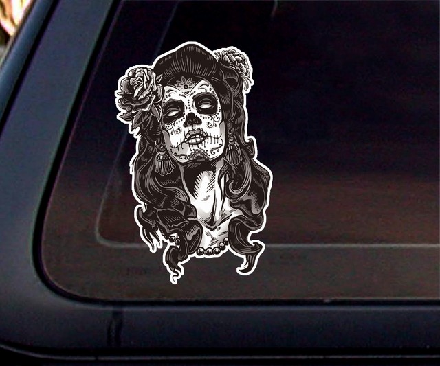 Female Calavera/Sugar Skull Car Decal/Sticker eBay