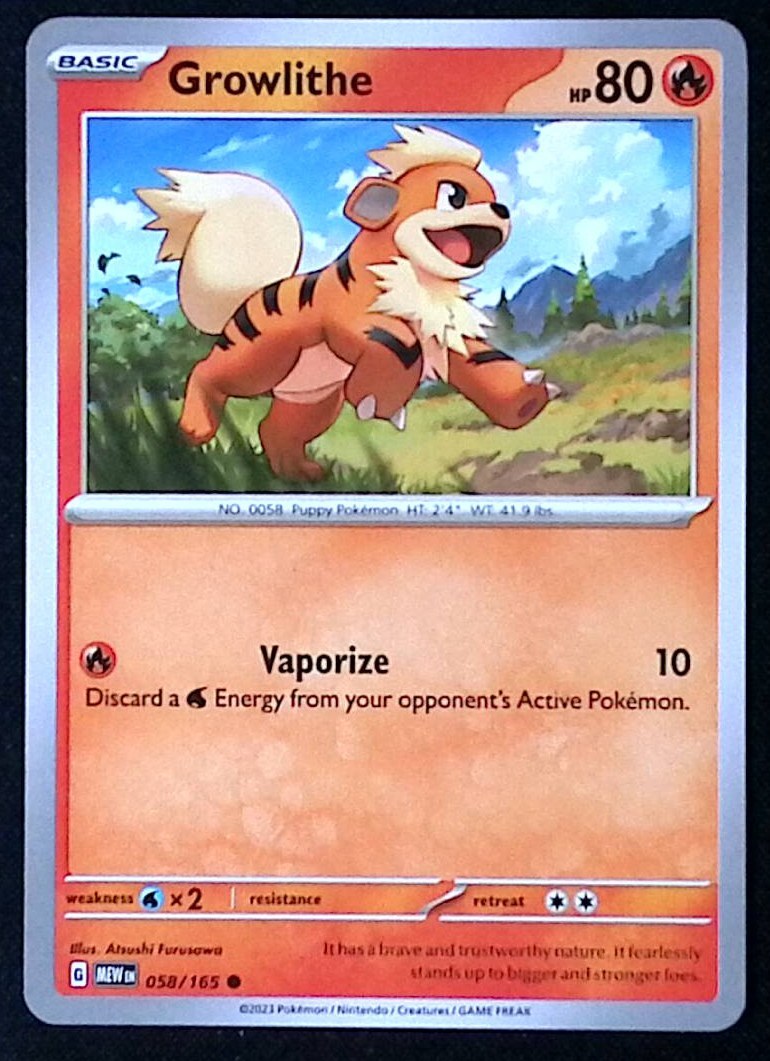 Growlithe 58/165 - Pokemon Scarlet Violet 151 - NM