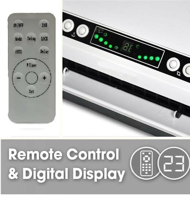 Electric 2KW Remote Control Over Door Fan Heater Warm Cold Air LED Screen |  eBay