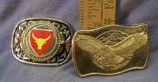  2 WESTERN BELT BUCKLES USED AS FOUND COW SKULL AND EAGLE