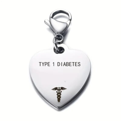 Type 1 Diabetes Medical Alert Pendant Keyring Stainless Steel Lobster ...