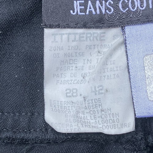 Versace Jeans Couture Vintage 90s Velvet Trousers Womens UK 8 Black Medusa Italy - Picture 14 of 18