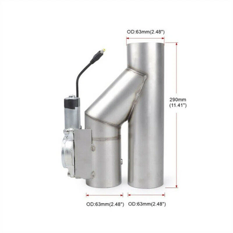 3'' Double Electric Exhaust Y Pipe Single Control Valve Remote Manual Switch - Image 2 of 4