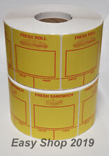 Fresh Food Sandwich or Roll labels 1000 roll Yellow Red Print Day Dot 65 X 70mm