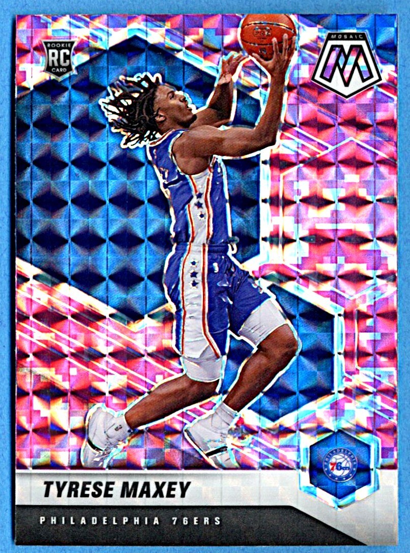 2020-21 Panini Mosaic - Rookie Mosaic Camo Pink Prizm #203 Tyrese Maxey (RC)