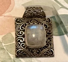 Sterling Silver Moonstone Slide Pendant Bali Style 925 New