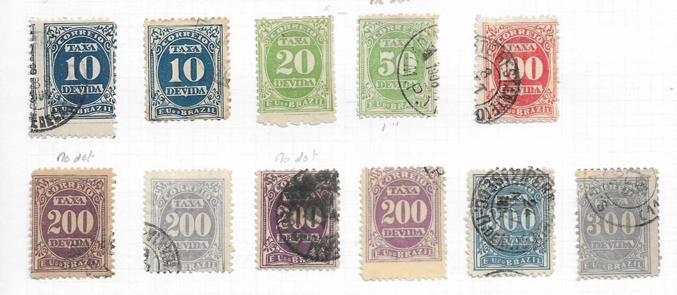 Brasil 1889-1949 franqueo debido colección en páginas de álbum Foto 3 de 4