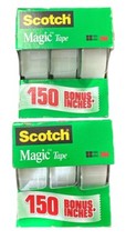 Lot of 2 Scotch Magic Tape, Numerous Applications, Invisible 3/4 x 350 Each Roll
