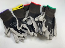 12 PAIRS CONDOR COATED BLACK/GREY WORK GLOVE 100% NYLON SHELL PU PALM (XXS-3XL)