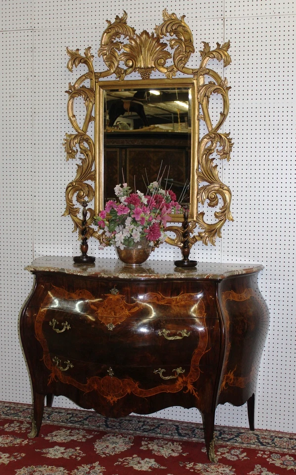 Антикварный инкрустированный французский бомбейский ореховый набор из 5 предметов для спальни двуспальная кровать C1880 - Изображение 4 из 4