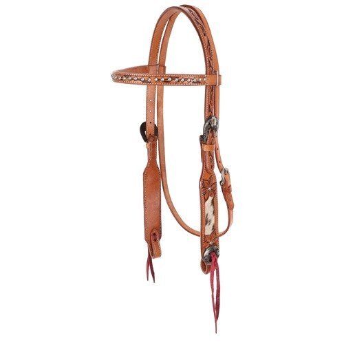 Showman Blossom & Hide Browband Horse Headstall and Breastcollar Set - Picture 2 of 3