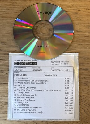 Pete Seeger: Greatest Hits Advance Promo CD Album Columbia VGC