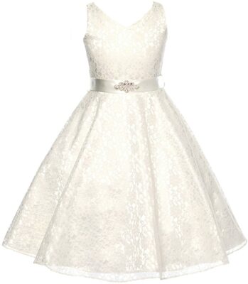 Dress For Less Olivia KOO Lovely Lace V-Neck Flower Girl Dress Size 6 | eBay Dress For Less Olivia KOO Lovely Lace V-Neck Flower Girl Dress Size 6 | eBay