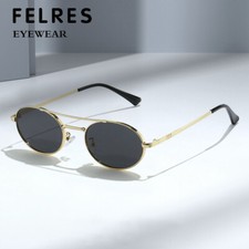 Men Women Metal Oval Sunglasses Fashion Double Bridge Outdoor Shade Glasses New