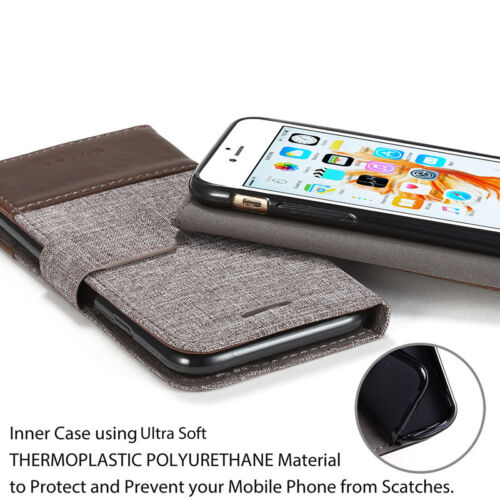 Canvas Leather Magnetic Flip Stand ID Wallet Card Case Cover For Cell Phones - Picture 31 of 35