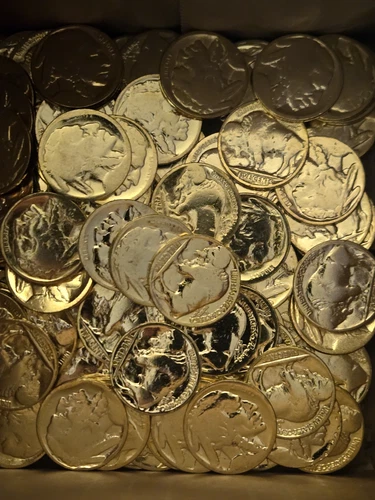 24kt Gold Plated Buffalo Nickels No-Date Proof Finish Amazing Shine Great Gift