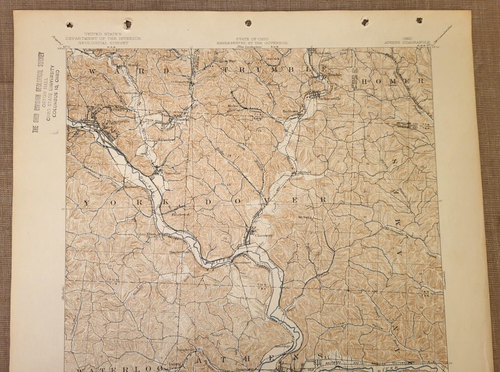 1905 Athens Ohio & Surrounding Area USGS Topographic Survey 17"x 21" Color Map - Picture 4 of 6