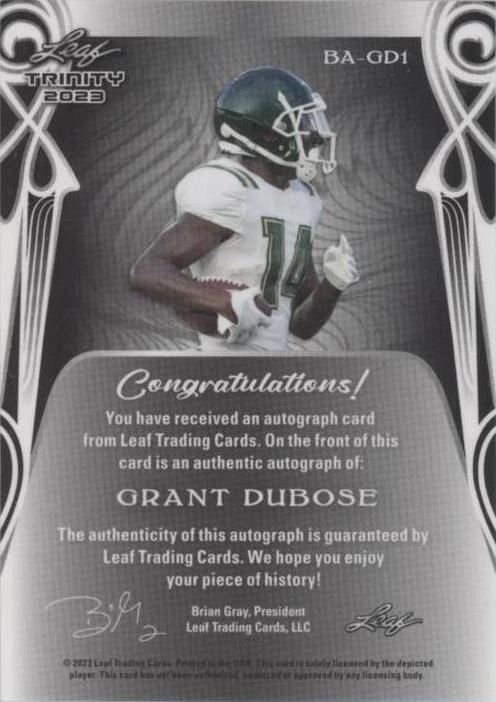 2023 Leaf Trinity Grant Dubose #BA-GD1
