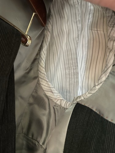 Jhane Barnes Suit Mens Gray Stripe Wool 42R 36W - Picture 6 of 12