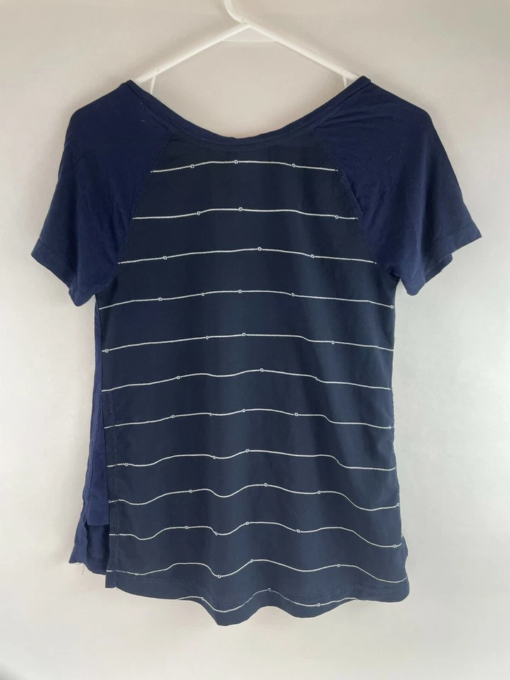 Merona Blouse T Shirt Women's Size XS Navy Blue Nautical Knots Print *Runs Large - Image 2 of 4