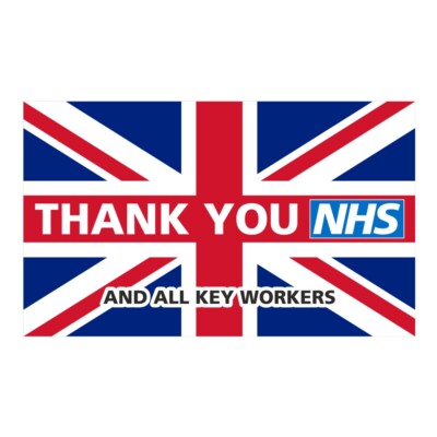 5 Fuß x 3 Fuß Danke NHS Schlüssel Arbeiter Union Jack Flagge oder Banner mit 20 % Spende