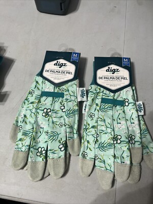 Digz (2 Pair) Medium Leather Palm Garden Gloves with Knit Wrist Women's