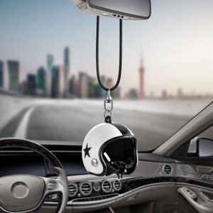 Cute Helmet Car Rearview Mirror Hanging Interior Decoration Cute Helmet Car Rearview Mirror Hanging