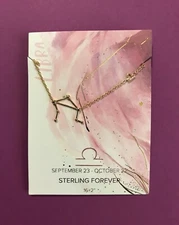 Sterling Forever $56 14K Gold-Plated Libra Constellation Pendant Necklace NEW 
