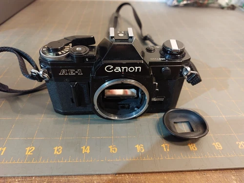 CANON FILM CAMERA AE-1 Black Body Only Untested Parts