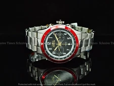 Invicta 46mm Vintage Speedway GMT Multifunction Red Bezel SS Watch